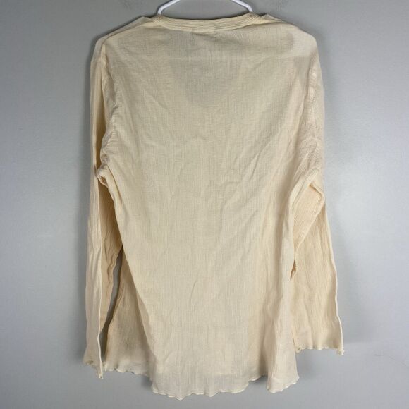J Jill Boho Cottage Blouse Women’s Size XL Cream Long Sleeve Tunic Semi Sheer - Picture 5 of 8